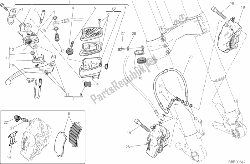 All parts for the Front Brake System of the Ducati Diavel Xdiavel S 1260 2018